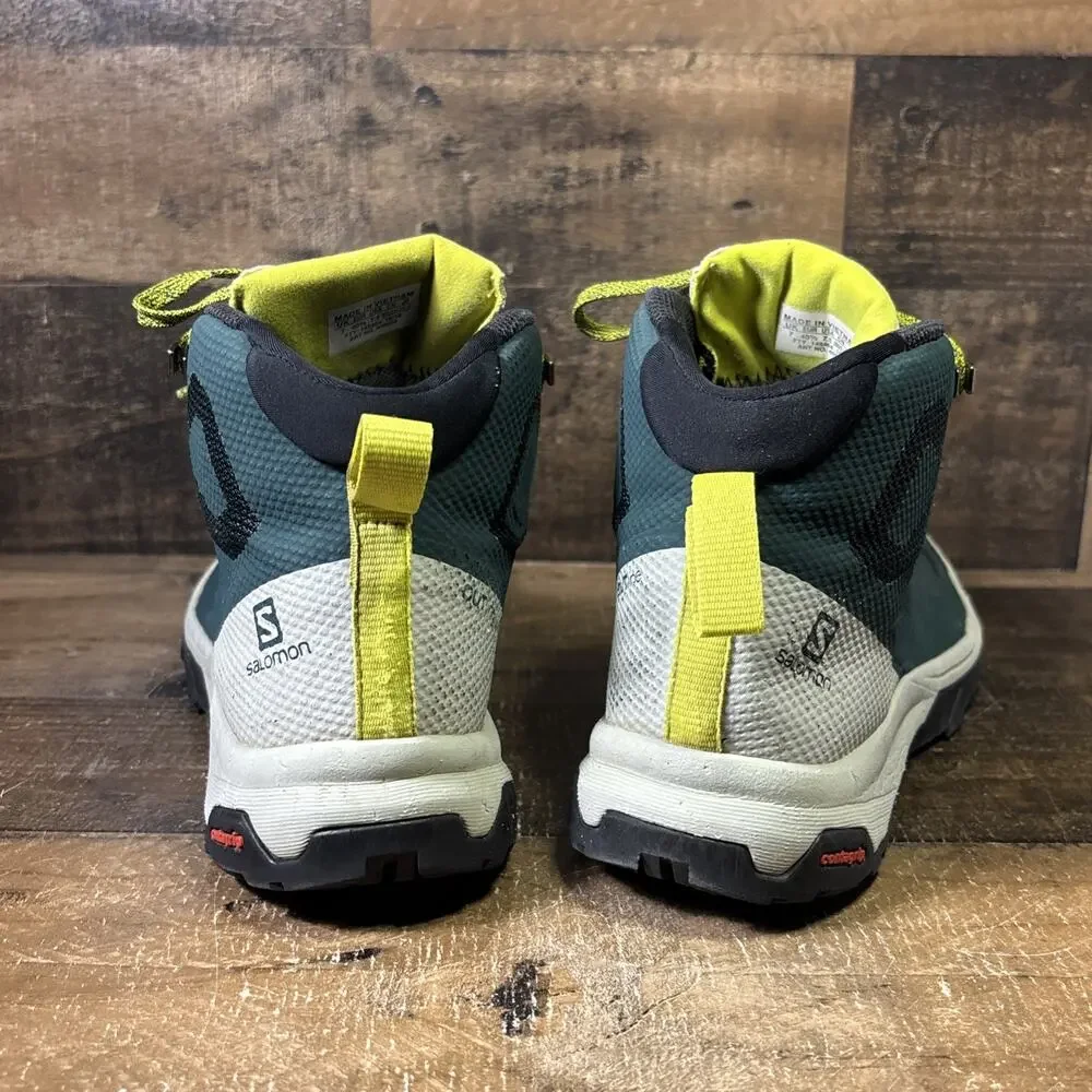 Salomon Outline GTX Mid Hiking Boots Shoes Mens Size 7.5 Green Gray NO INSOLES